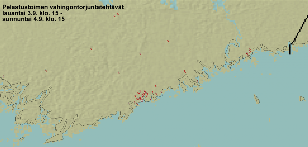 Vahingontorjuntatehtävät 3.9. klo. 15 - 4.9. klo. 15