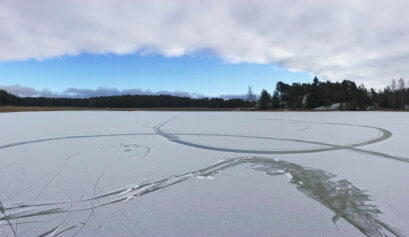 Tulvinut ja sitten jäätynyt pelto
